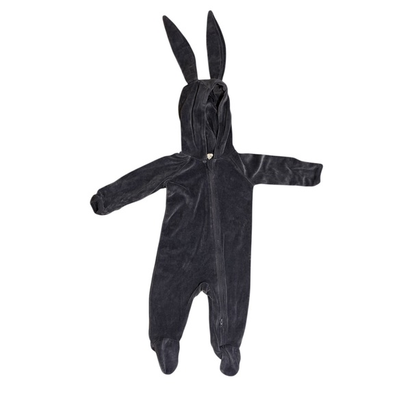 6-9m Velveteen Bunny Onesie Footie Baby Costume Kate Quinn 9 Month Zipper Ears - Picture 4 of 5